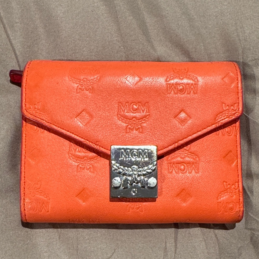 MCM Vibrant Orange Leather Wallet